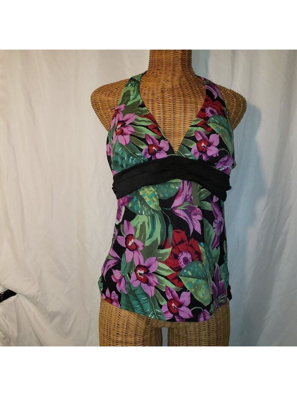 ISLANDER Women's Floral Print Tankini Swim Top - 12